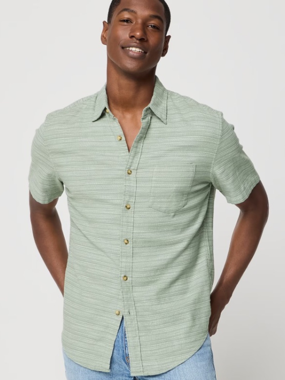 J crew quarry green Short-sleeve slub dobby shirt
